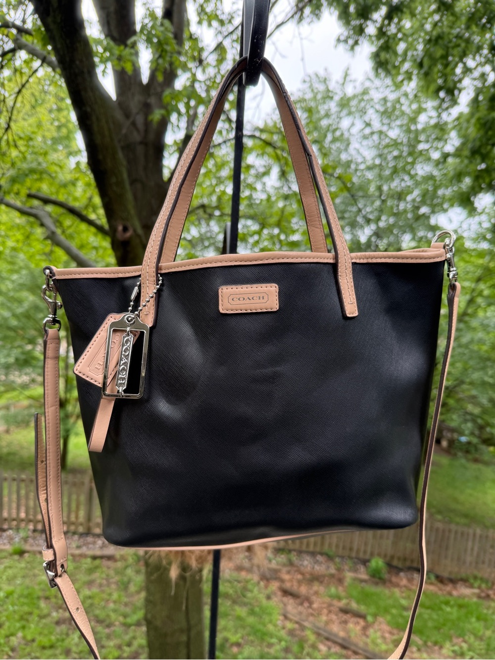 Coach Metro Black & Tan Leather Small Tote Bag